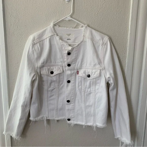 Levis white altared trucker jean jacket L - Picture 4 of 4